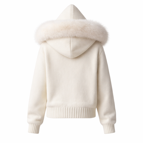 Atelier M Fur-Trim Knit Jacket – Ivory