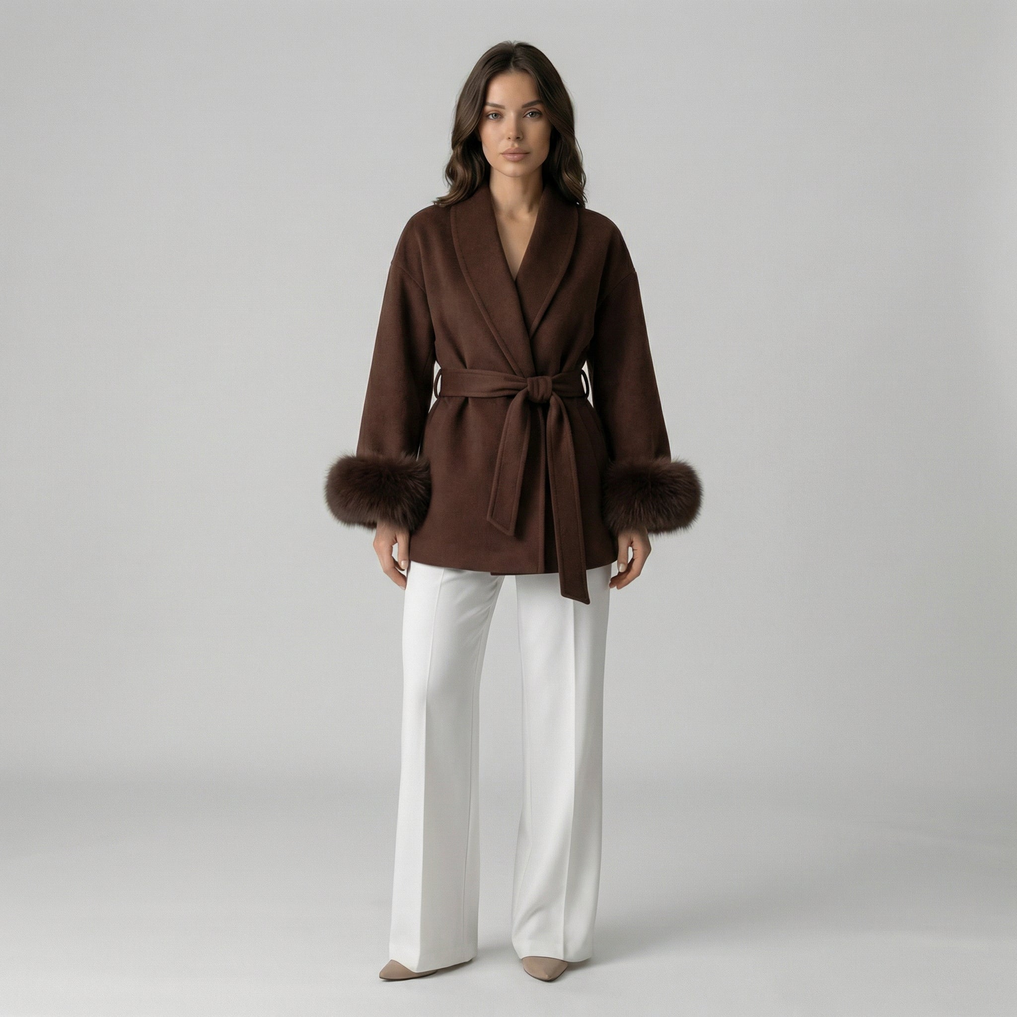 Atelier M Sable Fur-Cuff Coat