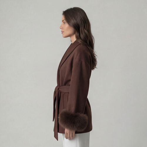 Atelier M Sable Fur-Cuff Coat