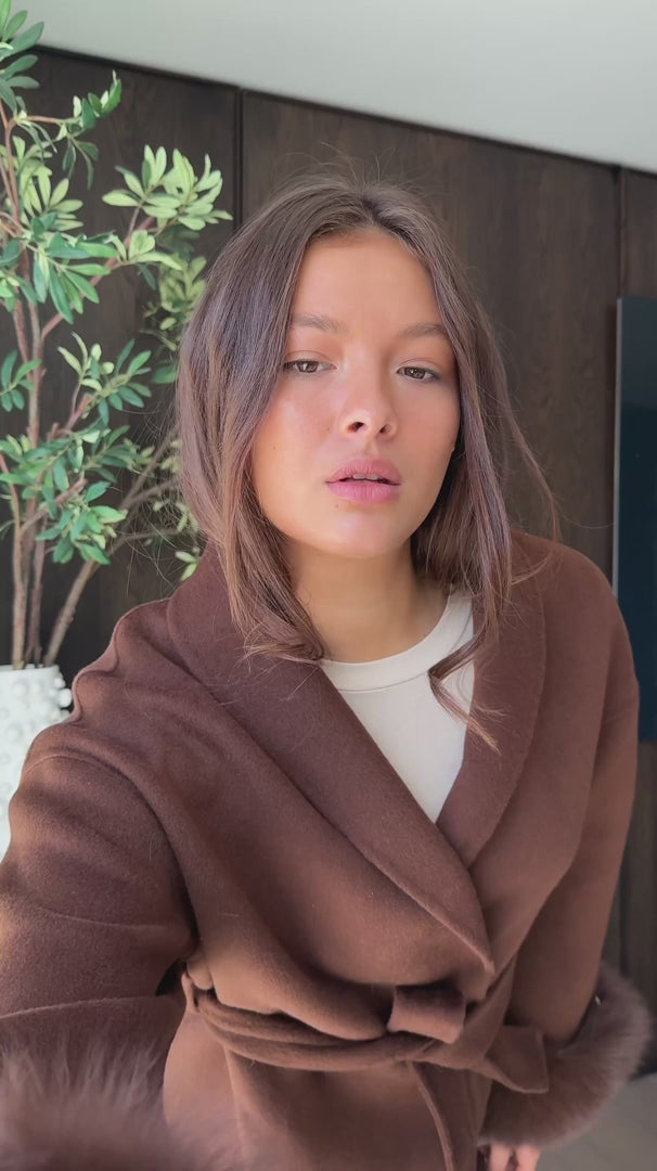 Atelier M Sable Fur-Cuff Coat